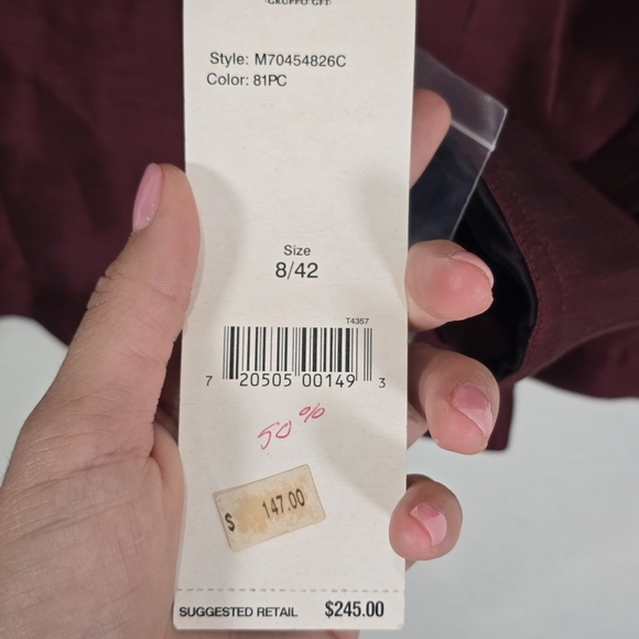 NWT Emanuel Ungaro Zip Up Linen Silk Blazer Size 8/42 Burgundy Lightweight - Picture 5 of 8